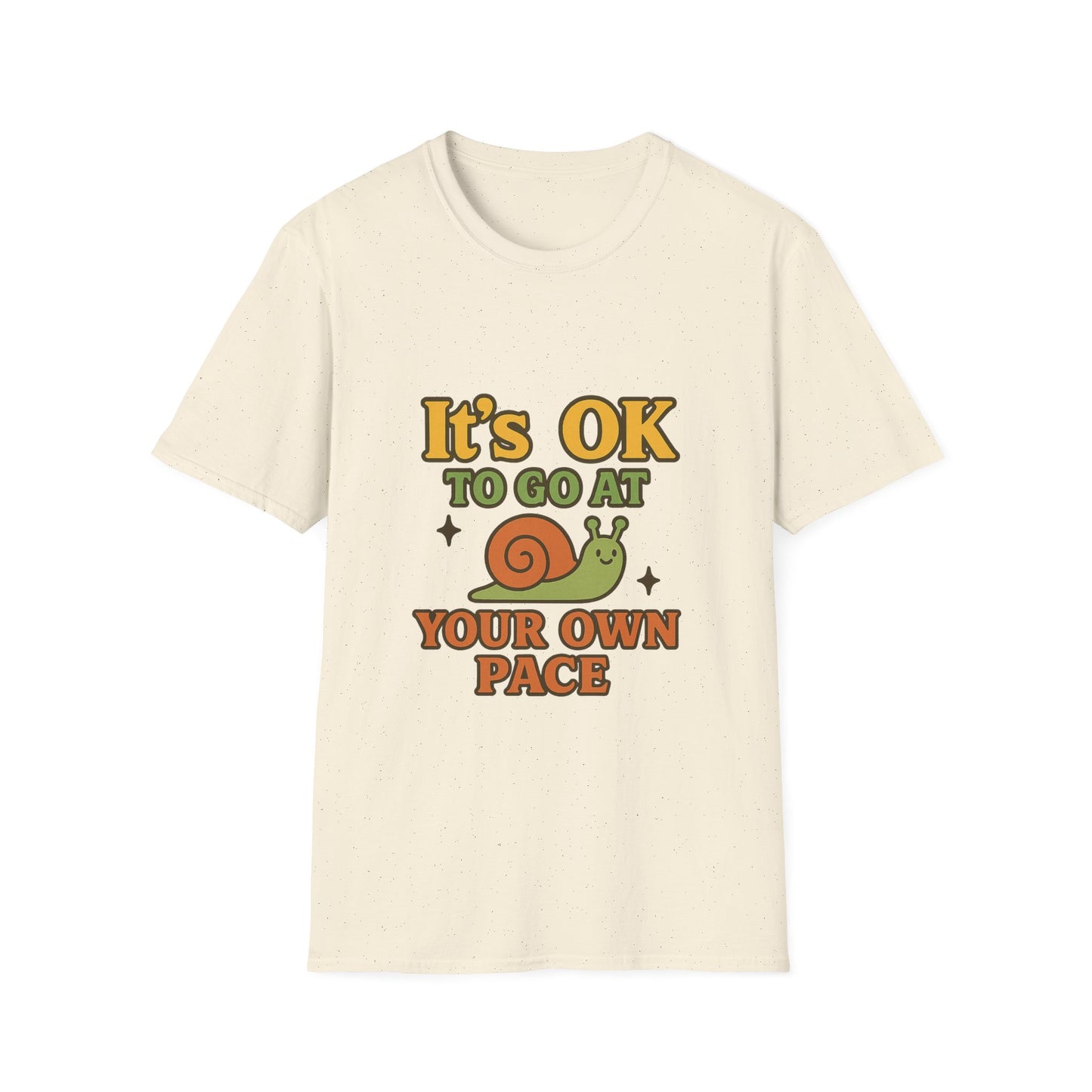 Whimsical Snail Unisex Softstyle T-Shirt - 'It's OK to Go at Your Own Pace'