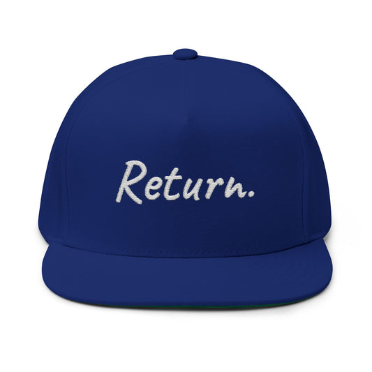 Return. — Embroidered Flat Bill Snapback