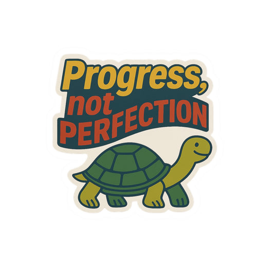Progress, Not Perfection Turtle Stickers - Motivational Kiss-Cut Stickers for Personalization and Decor