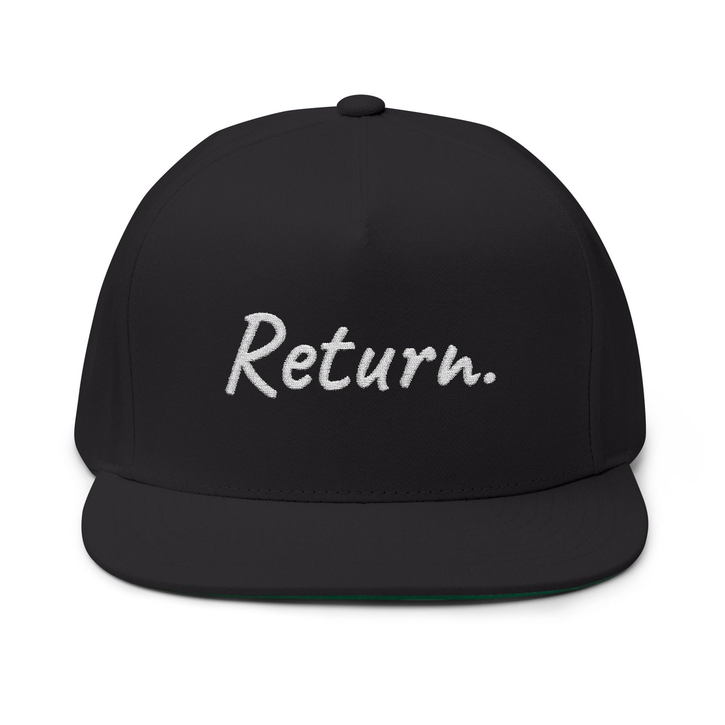 Return. — Embroidered Flat Bill Snapback