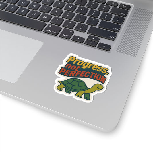 Progress, Not Perfection Turtle Stickers - Motivational Kiss-Cut Stickers for Personalization and Decor