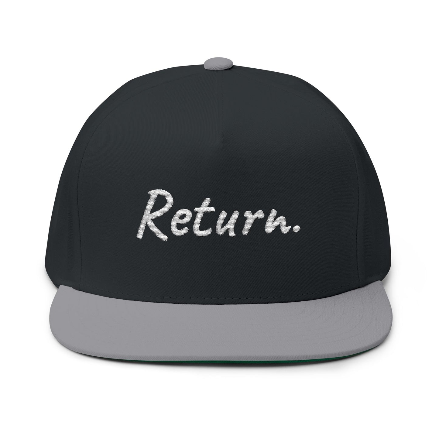 Return. — Embroidered Flat Bill Snapback