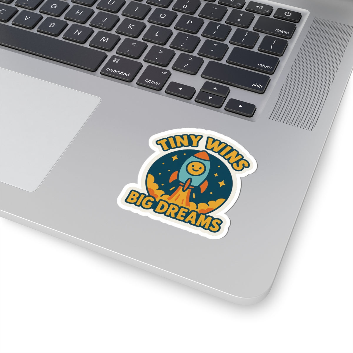Tiny Wins Big Dreams Stickers - Motivational Rocket Design for Kids & Dreamers