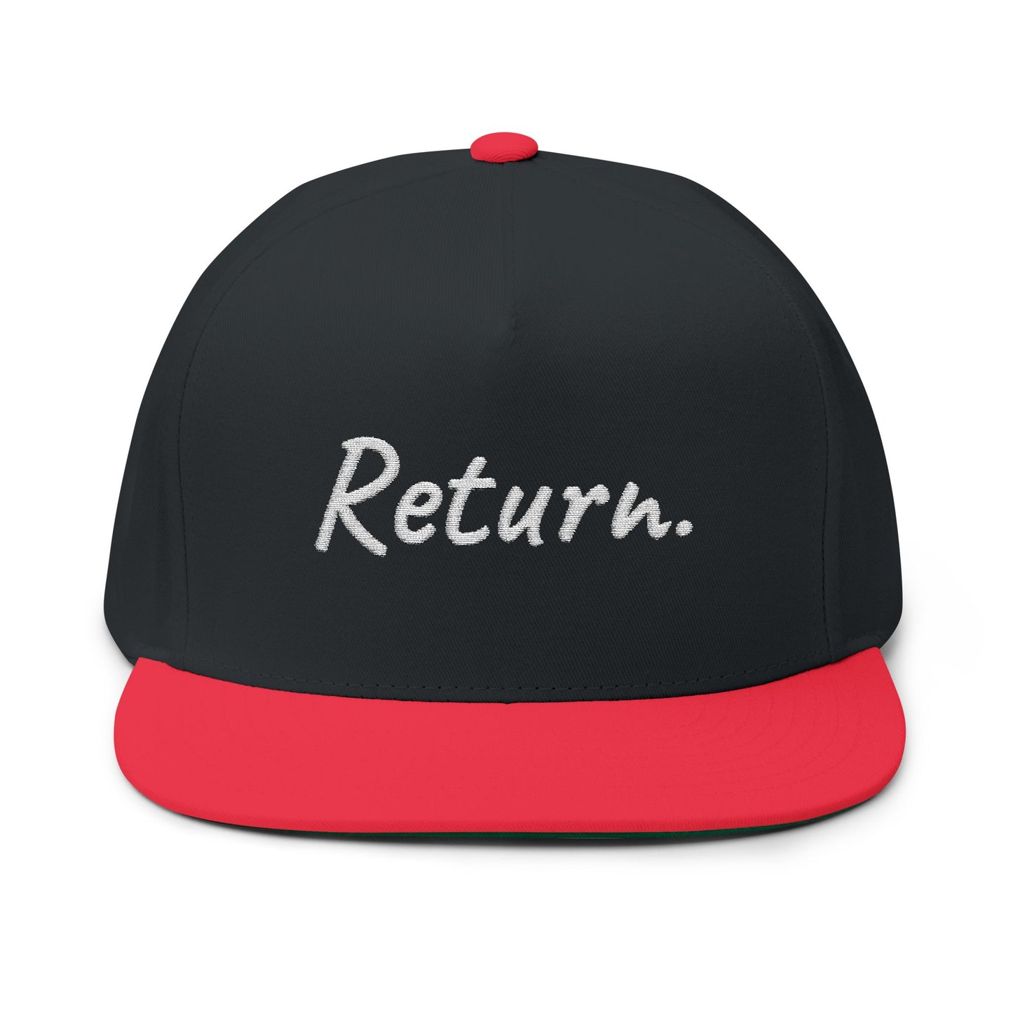 Return. — Embroidered Flat Bill Snapback