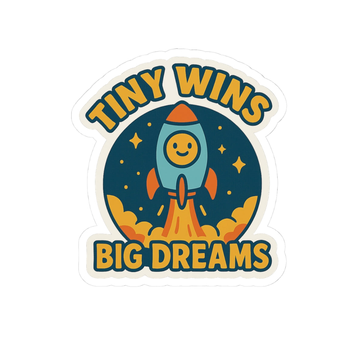 Tiny Wins Big Dreams Stickers - Motivational Rocket Design for Kids & Dreamers